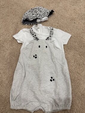 Mayoral Grey and White Baby One-Piece Romper with Hat